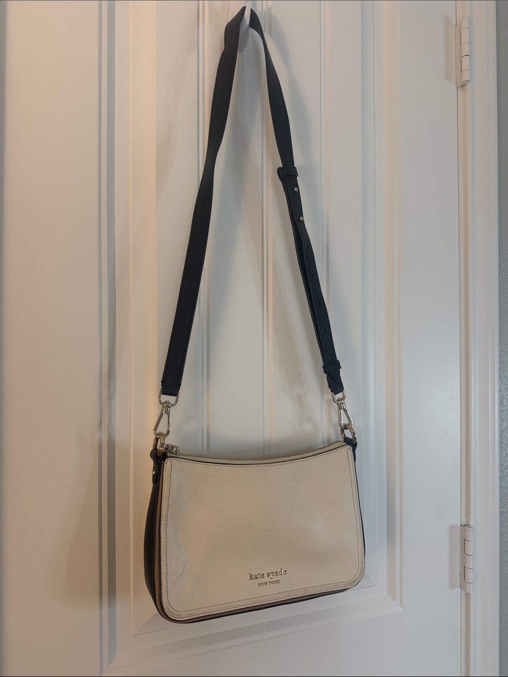 Kate Spade Cream Crossbody Bag with Black Strap